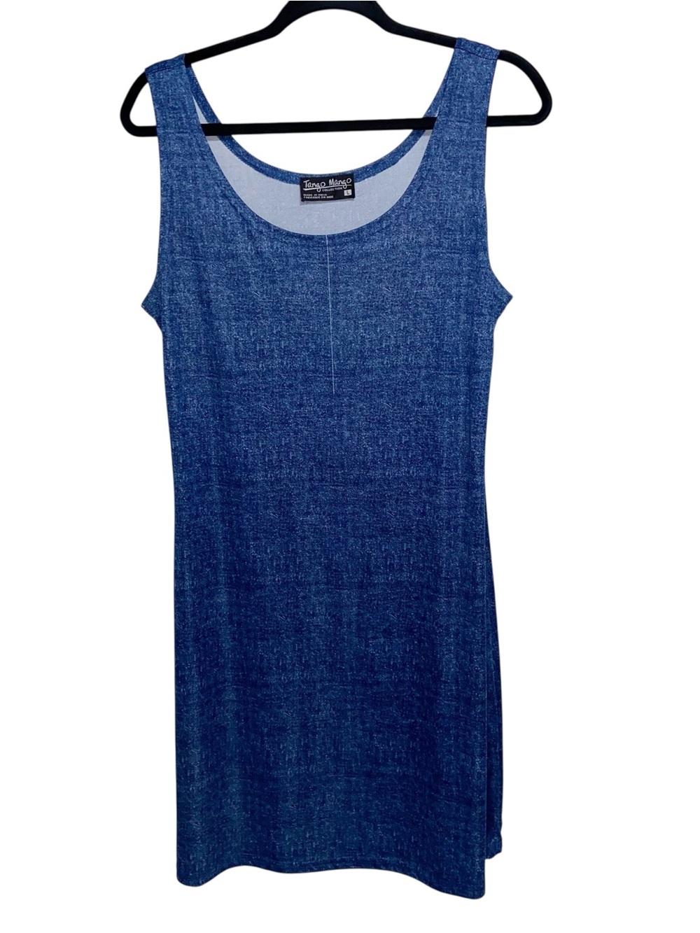 Tango Mango Dress Womens Large Stretch Tropical Resortwear Vacation Blue Boho